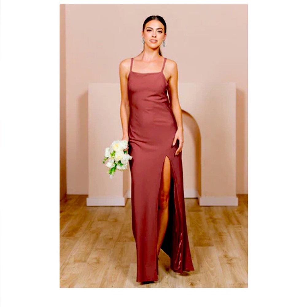 Revelry Steph Crepe Dusty Rose 2024 Bridesmaid Dress size 2